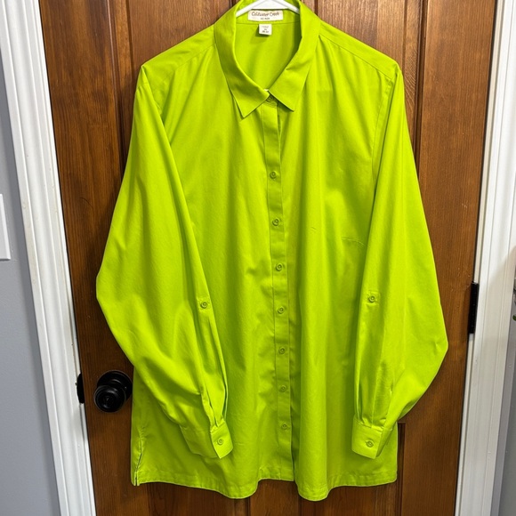 Coldwater Creek Woman’s 2X No Iron Bright Green Dress Shirt - Picture 1 of 7